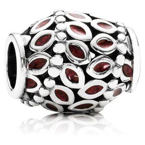 PANDORA Climbing Ivy Charm with Bordeaux Enamel Authentic Silver Wine Lover RARE
